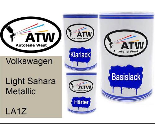 Volkswagen, Light Sahara Metallic, LA1Z: 500ml Lackdose + 500ml Klarlack + 250ml Härter - Set, von ATW Autoteile West.